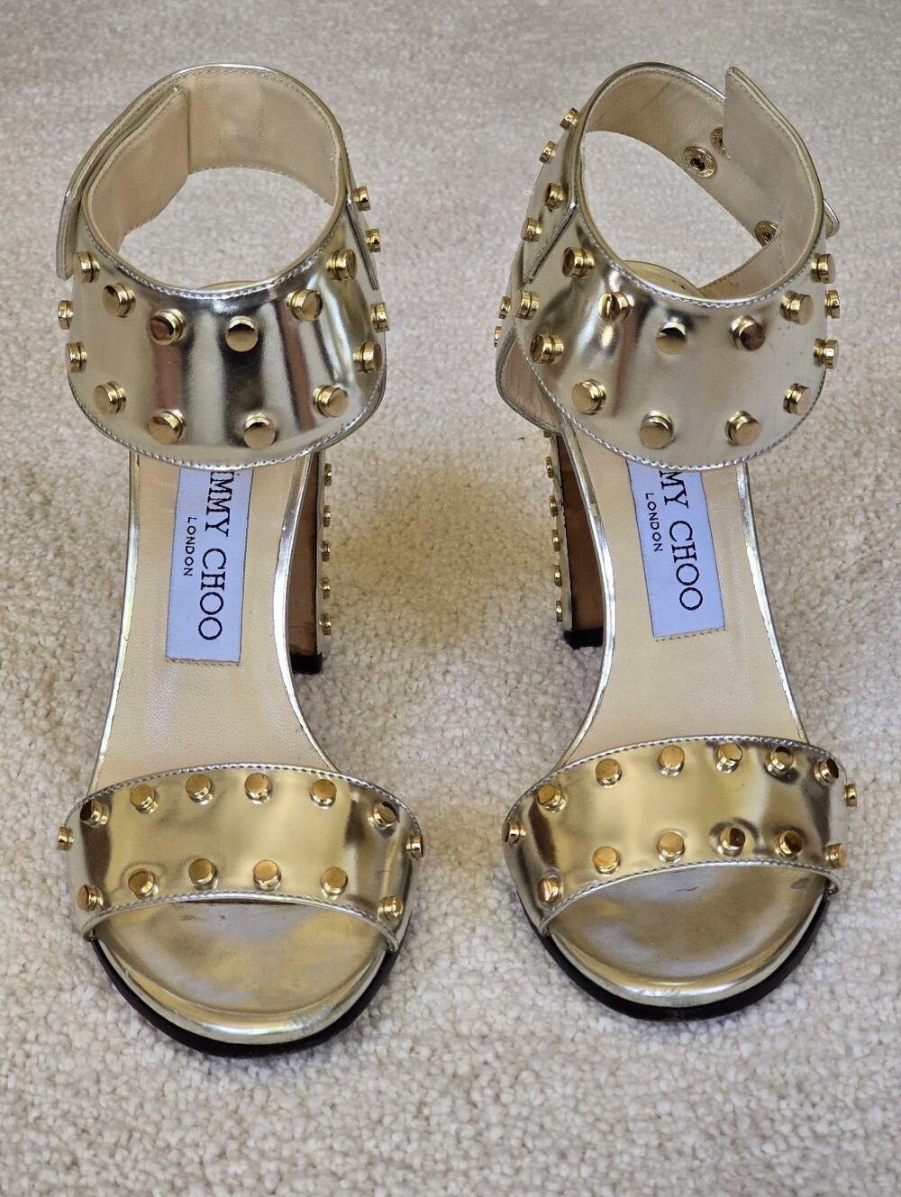 ❤ Jimmy Choo Gold & Silver Studded Sandal 34.5 ❤